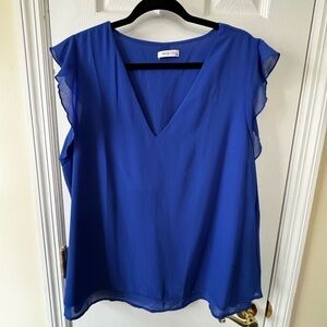 Alice & Co  Blue Flutter Sleeve Blouse